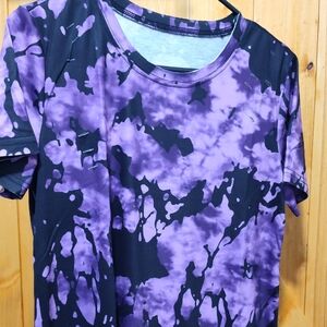 Purple and Black Women's Short Sleeve Tee